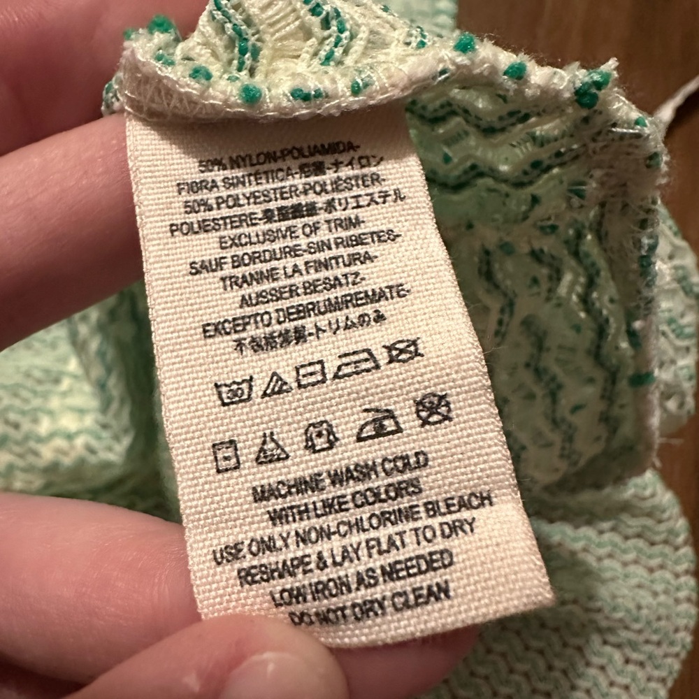 Free people crochet lace peplum tank top Kelly green and cream size medium - Picture 6 of 7
